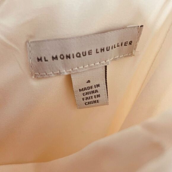 ML Monique Lhuillier Ivory Bow-Drape Wrap Midi Dress Size 4 | NWT - Picture 7 of 12